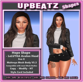 Second Life Marketplace - UpBeatZ: Hope Shape LeLutka Avalon Head Evo X
